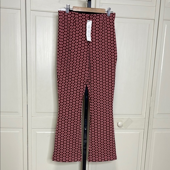 Zara Women’s Flared Leggings Size Medium Geometric Print Pink/Black Retro Casual - Picture 1 of 9